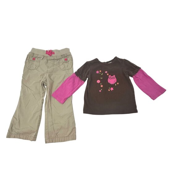 Toddler Girls Outfits - 2 pants, 1 Shirt, 1 Body Suit - Sizes 24 M and 2T - Picture 2 of 6